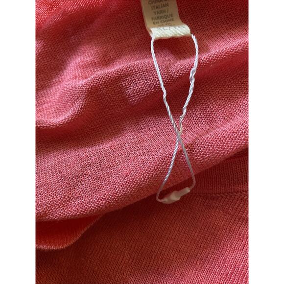 Eileen Fisher Pink Linen Nylon‎ Fine Knit Asymmetrical Top Tee Shirt XL Beachy - Picture 11 of 12
